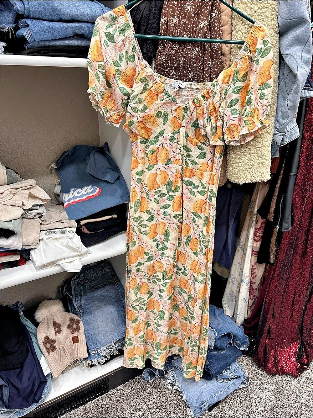 Baltic born Floral Maxi Dress in Orange & Green Size Small Like New